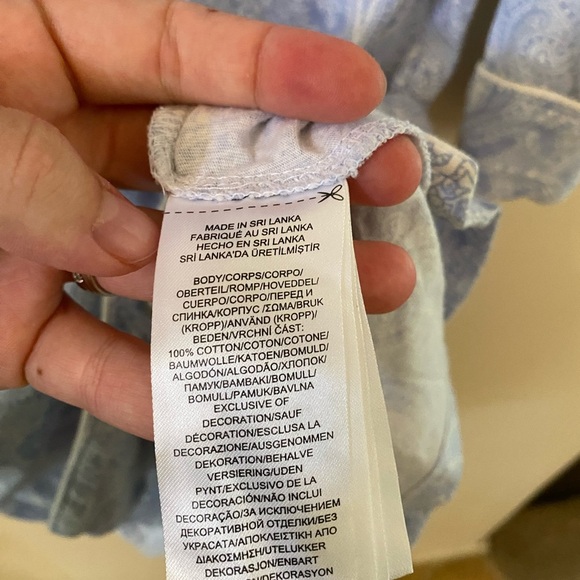 LAUREN RALPH LAUREN BLACK LABEL BLUE WHITE PAISLEY NIGHTGOWN MONOGRAM COTTON - Picture 3 of 5